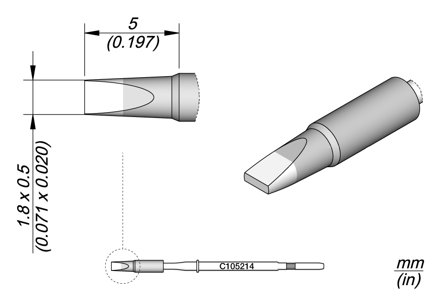 C105214 - Cartridge Chisel 1.8 x 0.5 S1